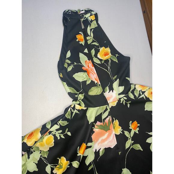 B. Darlin Junior Women’s Floral Halter Neck Dress Trim Fit & Flare , Size 3/4 - Picture 4 of 6